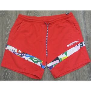 PUMA International Athleisure Shorts Size XXL Men  Drawstring Pockets Logo Red